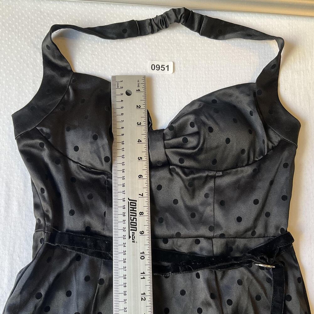 My Michelle Women Dress 11 Black Polka Dot Sheath Satin Coquettecore Bow - Picture 8 of 9
